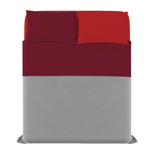 COMPLETO LETTO NATURAL COLOUR MADE IN ITALY COTONE-ROSSO/BORDEAUX MATRIMONIALE