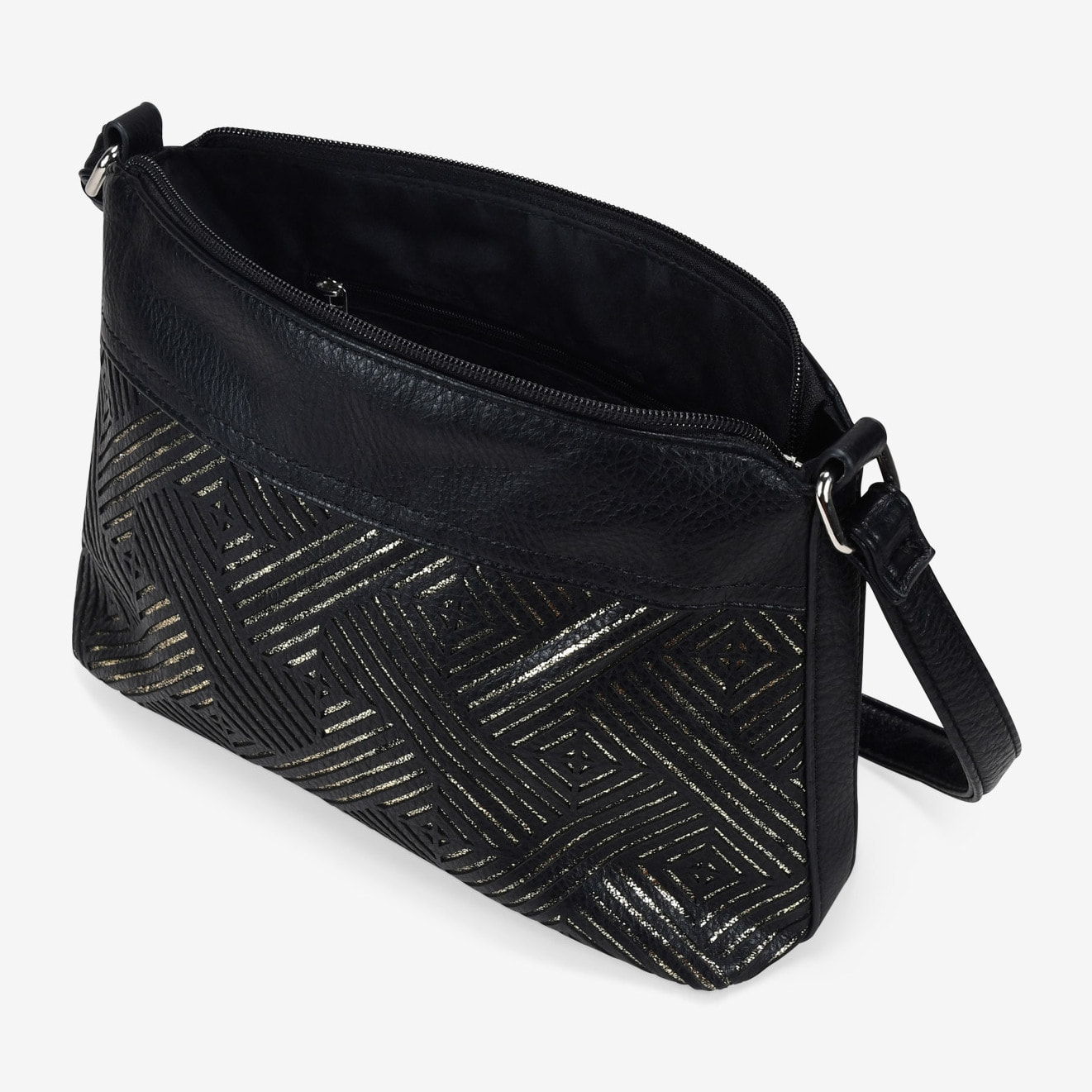 Bolso bandolera negro con cremallera