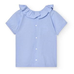 Camiseta C/Volante M/Corta Celeste Talla 5 Años