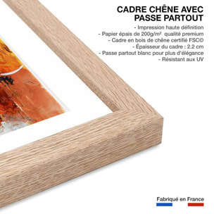 Affiche abstraite terre d' ocre et de sienne Affiche + cadre en bois - Chêne