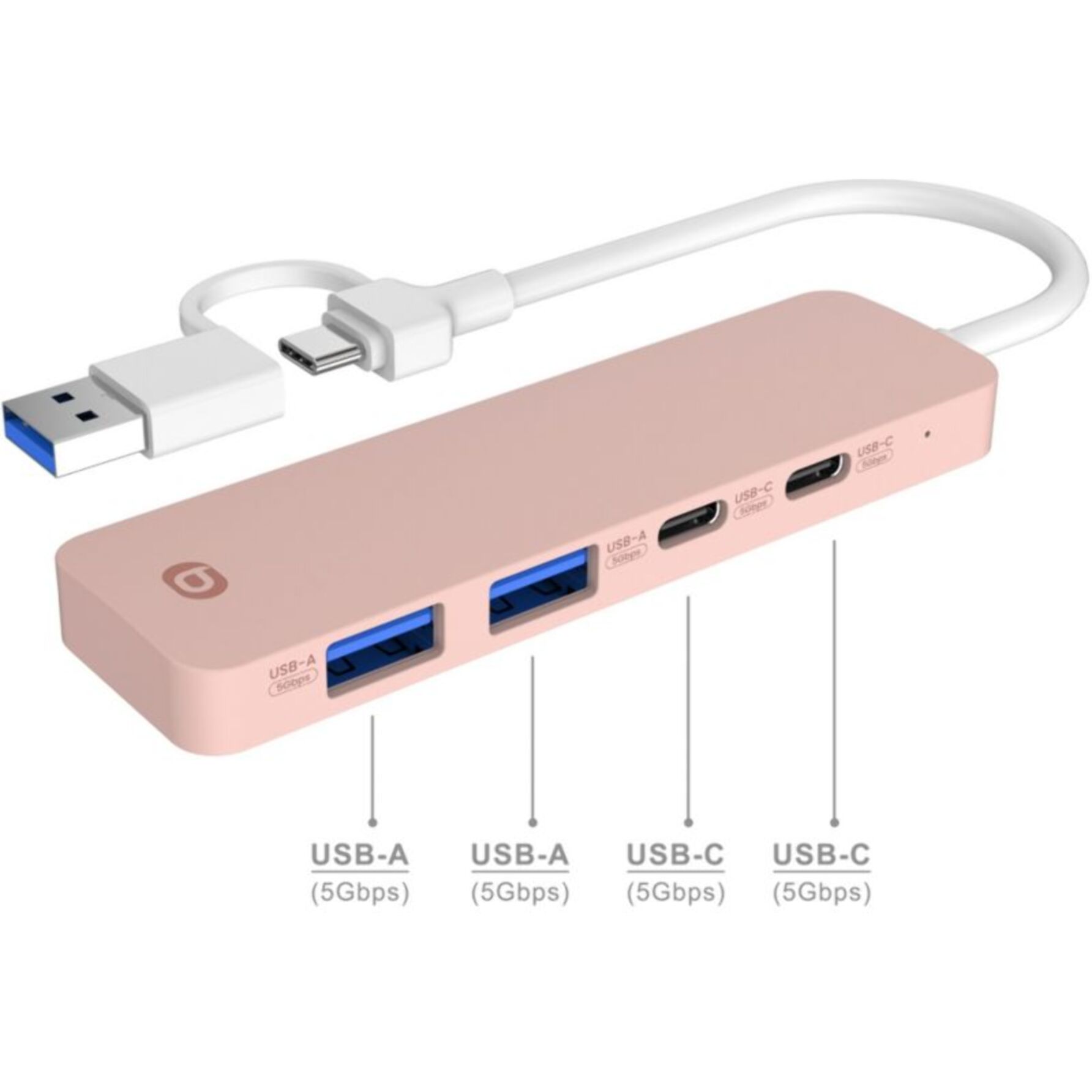 Hub USB C ESSENTIELB 4 en 1 USB-C Rose - Vr