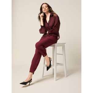 Oltre - Blusa con inserti in pizzo - Bordeaux