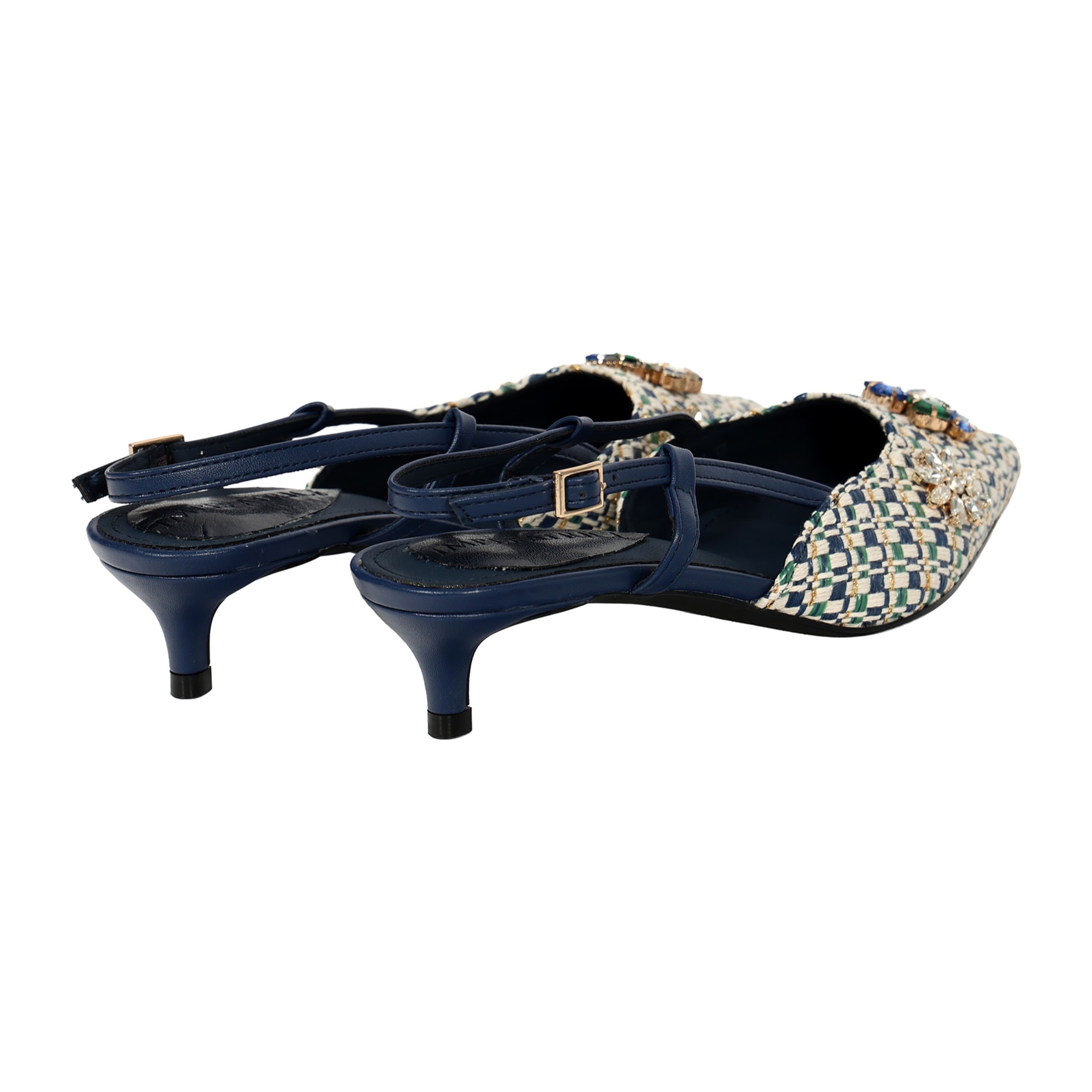 Decolletè con applicazione gioiello- tacco 4,5 cm