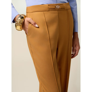 Oltre - Pantalones chinos con detalle en la cintura - Marrón