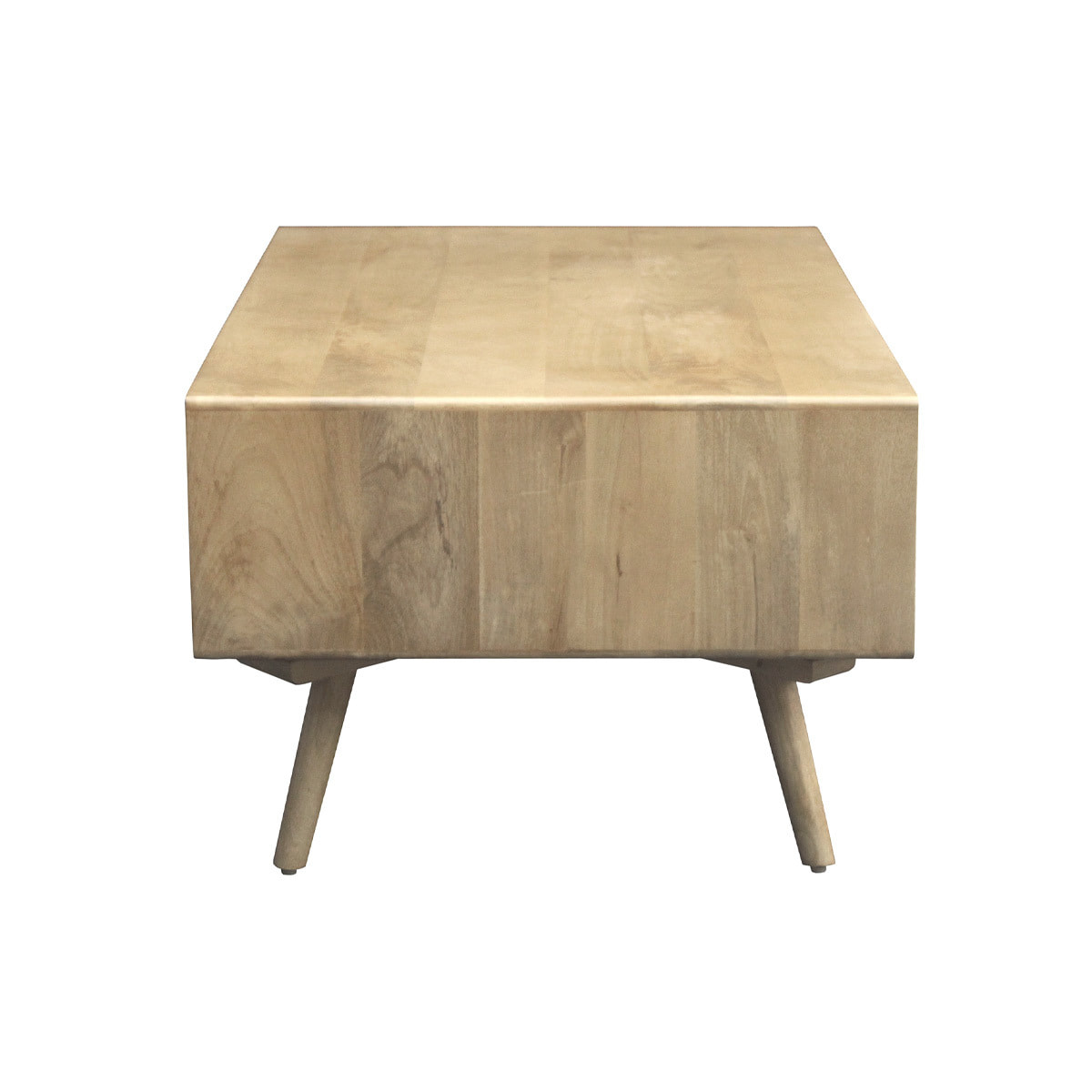 Table basse rectangulaire avec rangements en bois manguier massif et cannage rotin L100 cm ACANGE