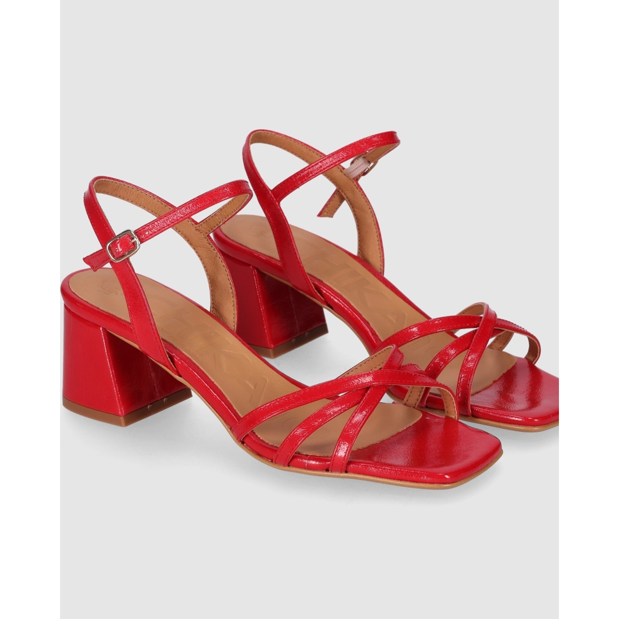 Sandalias - Rojo - Tacón: 4 cm