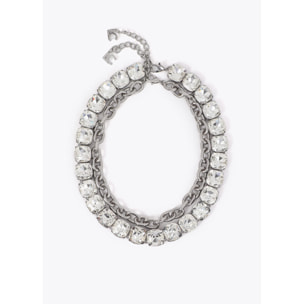 Set collana corta doppia con gioielli e catena