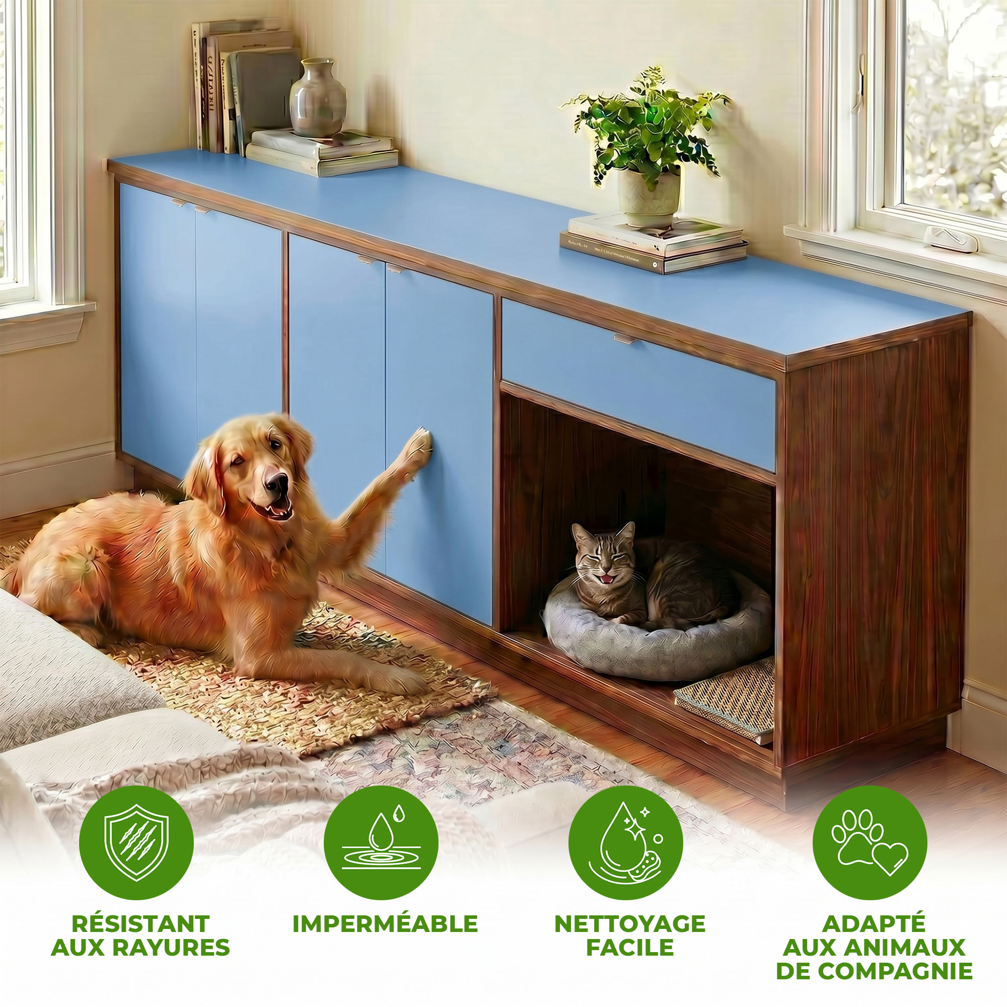 Rouleau adhésif décoratif Vinyle au Mètre - Bleu glace - Sticker Lavable Imperméable Mur Cuisine Meubles