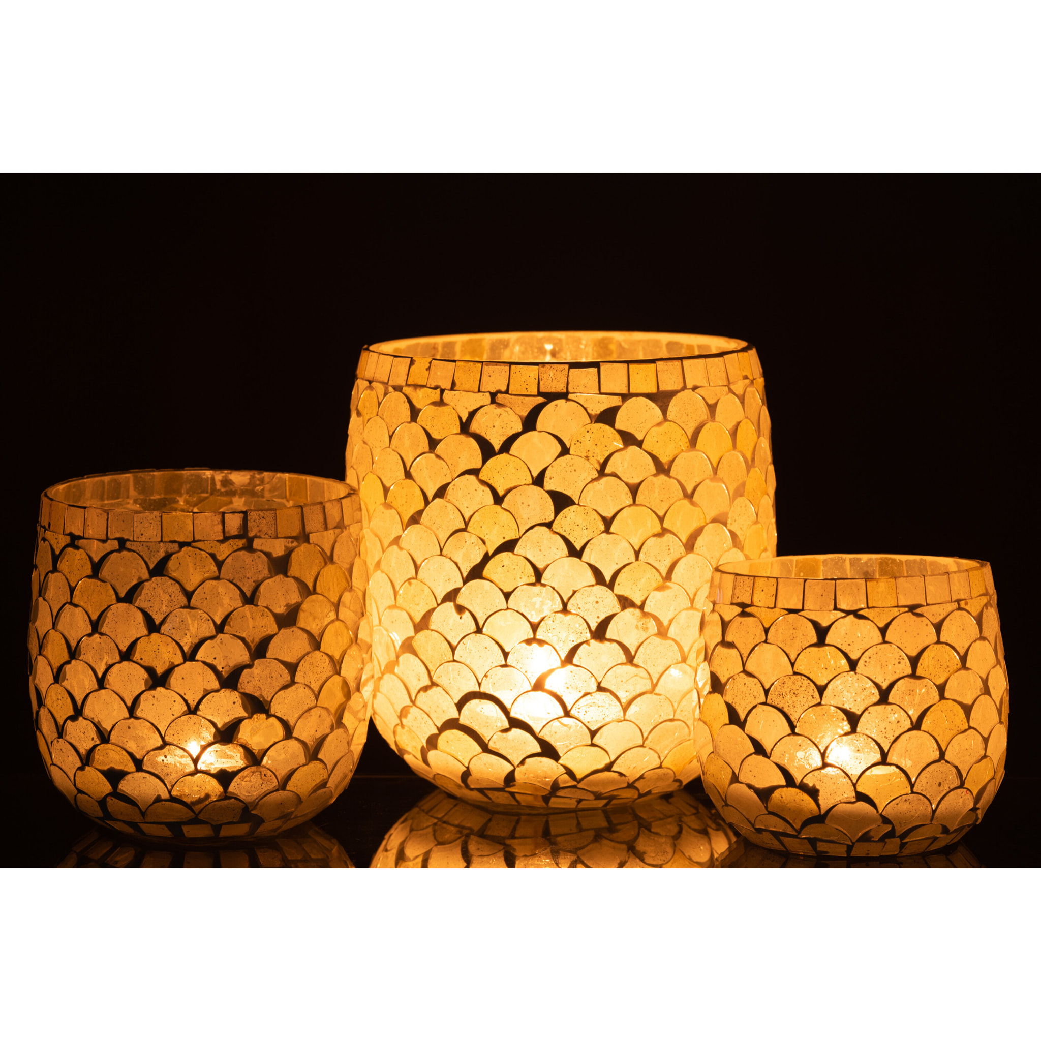 J-Line photophore Mosaique - verre - bleu - large