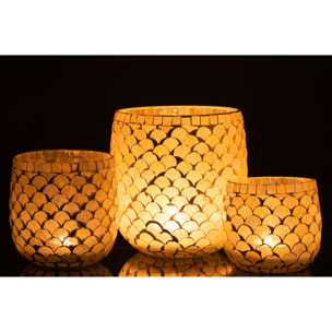 J-Line photophore Mosaique - verre - bleu - large