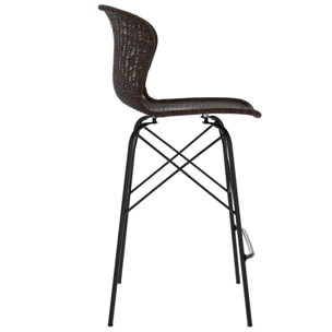 Lot de 2 chaises pour îlot central 63 cm en résine tressée marron - Palma