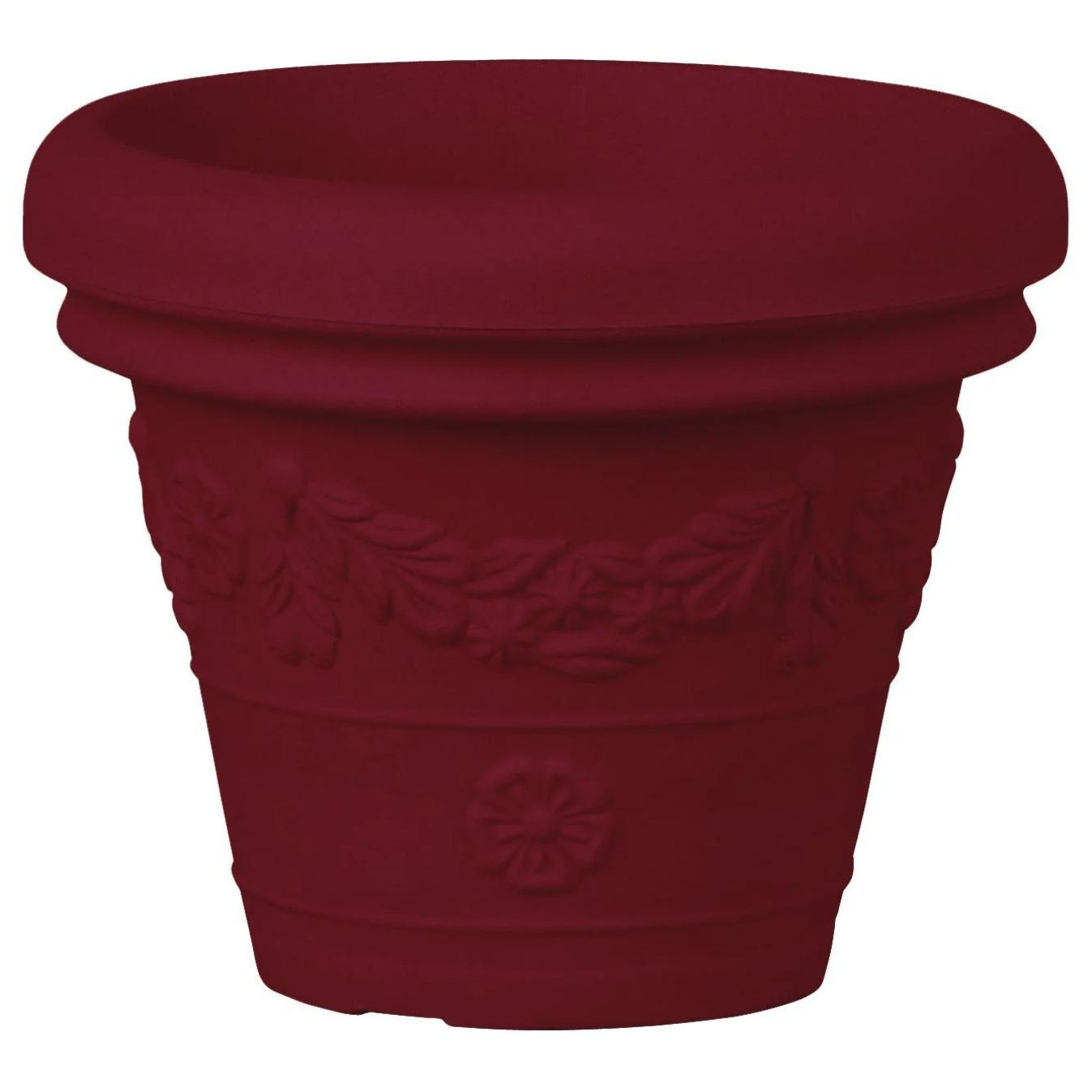 Tera vaso grande festonato anticato in resina, vaso grande effetto terracotta con decori, per interno ed esterno, dimensioni cm 55x50h