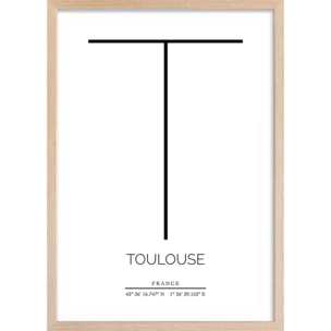 Poster t toulouse Affiche + cadre en bois - Chêne
