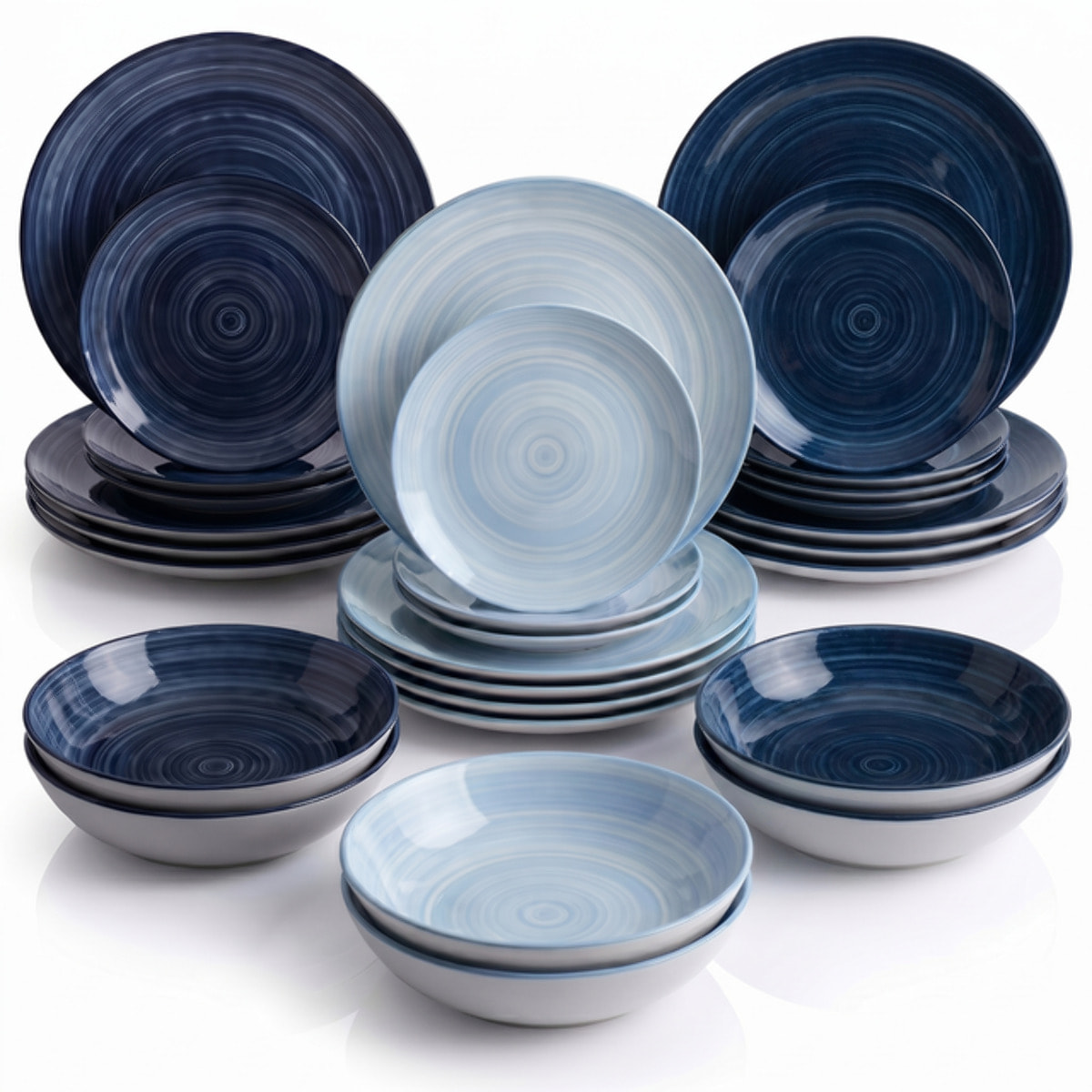 Servizio Tavola da 18 Piatti in Ceramica, lavabile in lavastoviglie e adatto a microonde, Intrecci