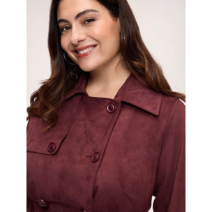 Fiorella Rubino - Trench doble botonadura tacto suave - Burgundy