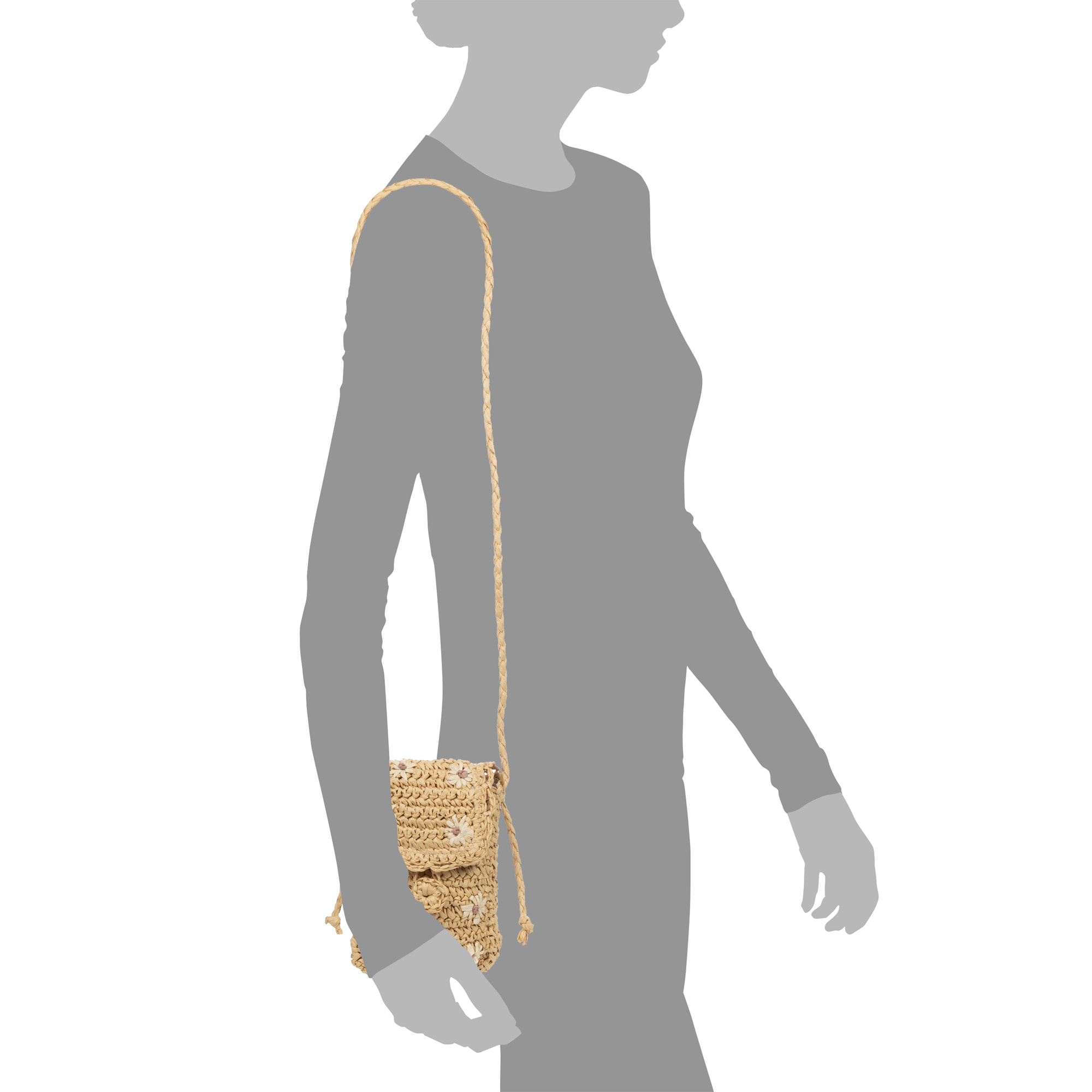 Zero borsa a tracolla in rafia di carta intrecciata.