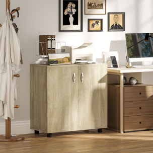 Armoire de bureau verrouillable 2 portes étagère effet bois clair