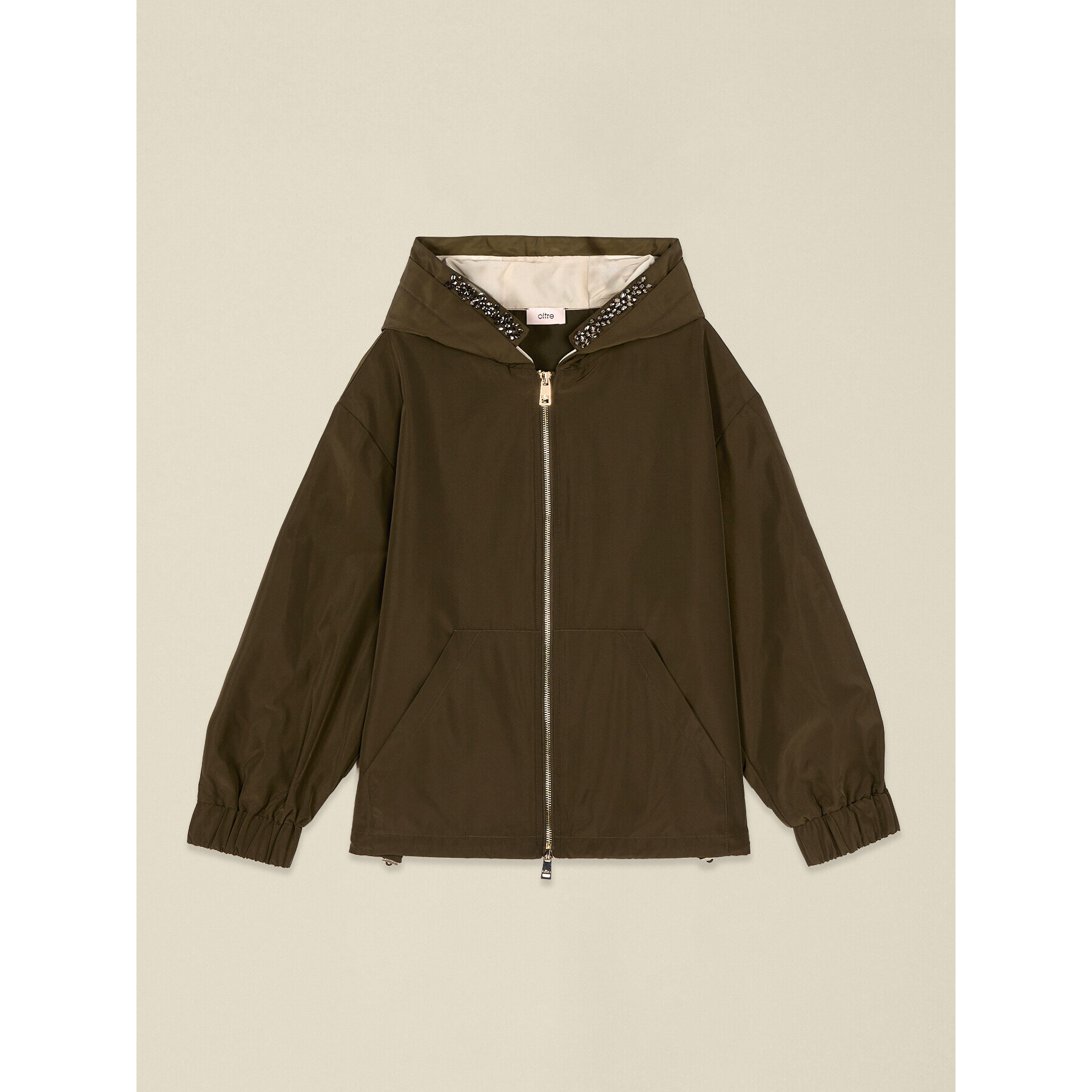 Oltre - Chaqueta de nylon con detalle joya - Verde militare