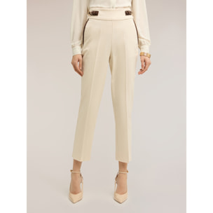 Motivi - Pantaloni regular con motivo fibbie laterali - Beige