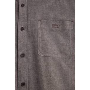 Camicia marrone regular fit e logo Polo Club