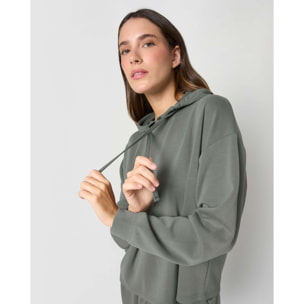 Felpa con cappuccio in stile modal da donna acquamarina