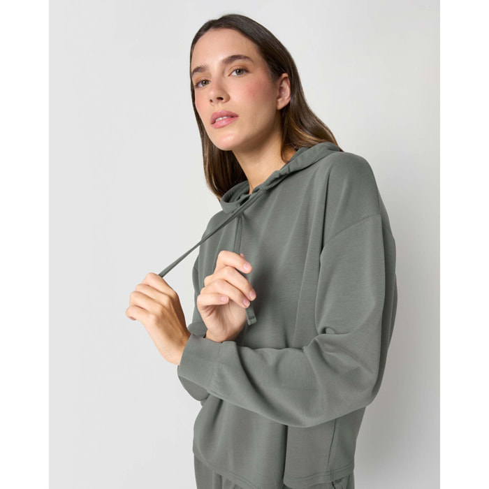 Felpa con cappuccio in stile modal da donna acquamarina