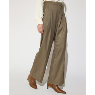 Pantaloni a pied de poule con doppie pieghe