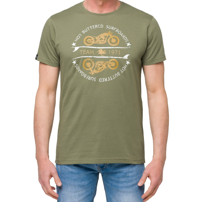 T-shirt in cotone 150 gr Thunder Hot Buttered Verde Militare.
