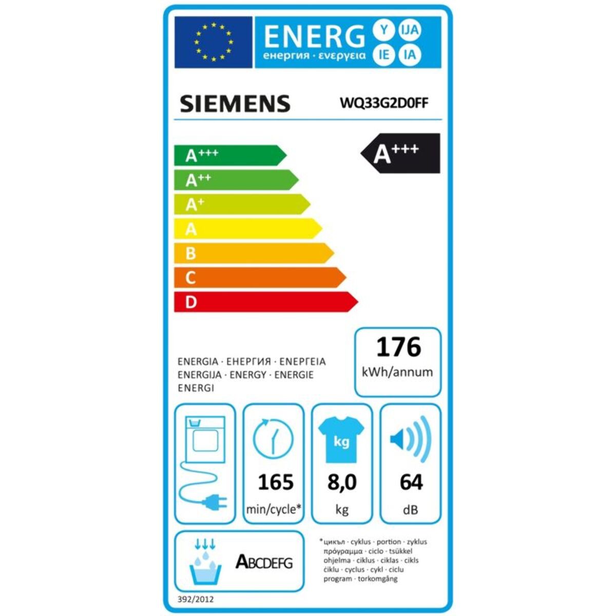 Sèche linge pompe à chaleur SIEMENS WQ33G2D0FF