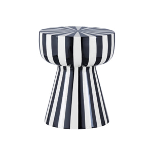 Table d'appoint, bout de canapé, table de chevet, acier émaillé rayures bicolores Ø34 x H41cm ZIGGY