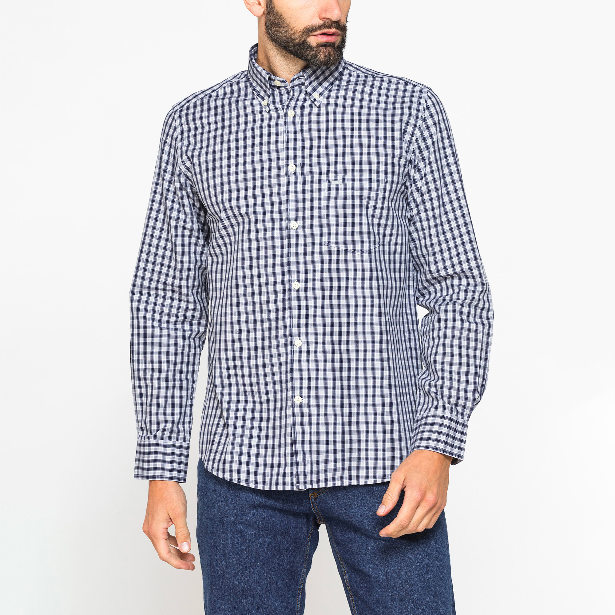 CAMICIA BUTTON-DOWN CON MANICA LUNGA E TASCHINO