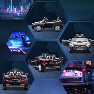 Coche Eléctrico para Niños de +3 Años, Mercedes SLC 300, Coche Eléctrico 12V, con Mando a Distancia 2,4 G, Ruedas Traseras con Suspensión, Faros LED, Música, USB, Motor Doble, Negro