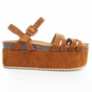 Sandalia de plataforma - Marron - Altura: 10 cm