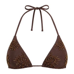 Top de bikini de triángulo con pedrería