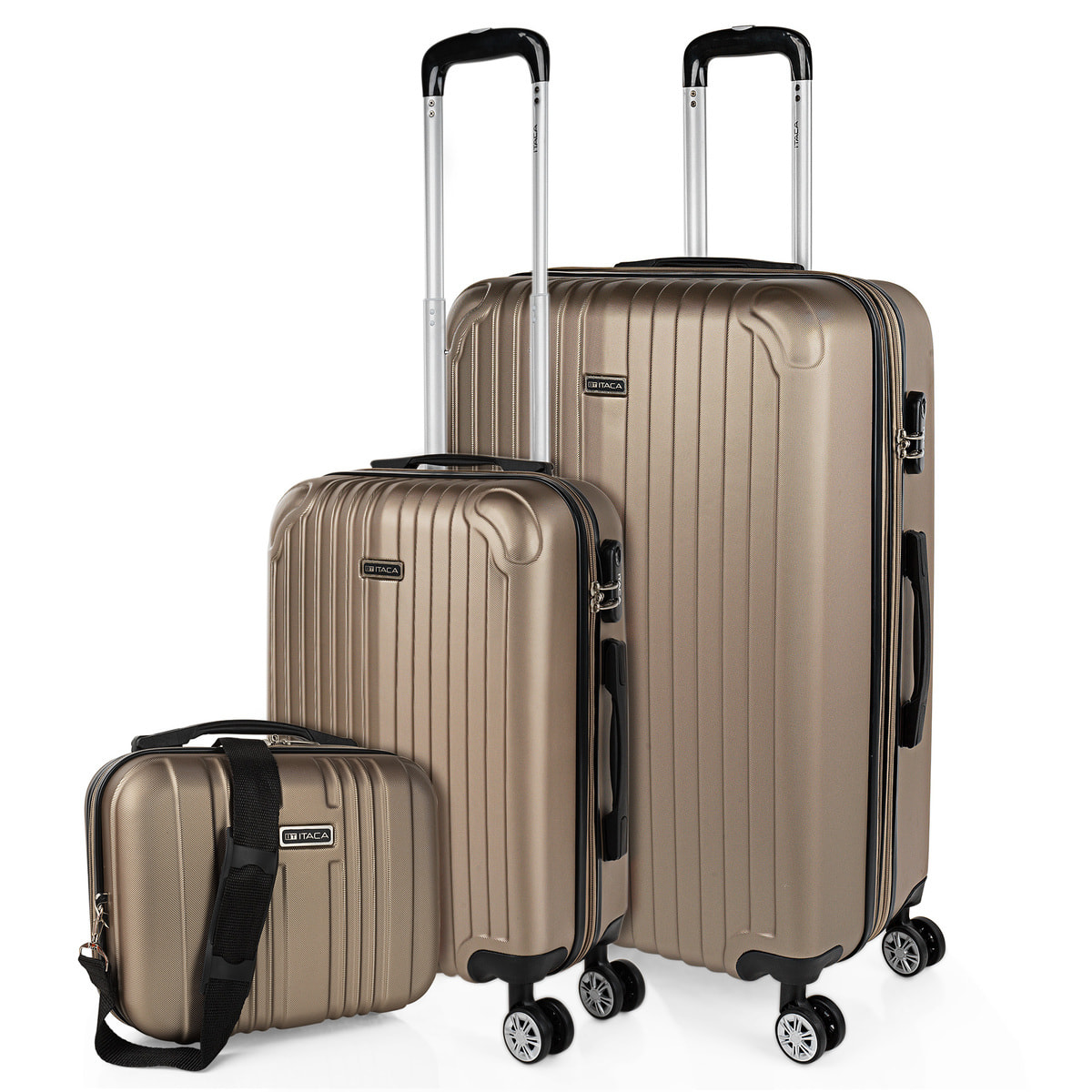 Juego De Maletas Rígidas Abs Itaca Sevron Champagne