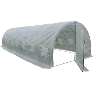 Serre tunnel de jardin avec porte "Mimosa" - 180 g/m² - 24 m² - 8 x 3 x 2 m
