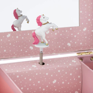 Boîte musicale licorne rose H14cm