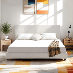 Lit avec tête de lit en tissu bouclé - WILLIAM