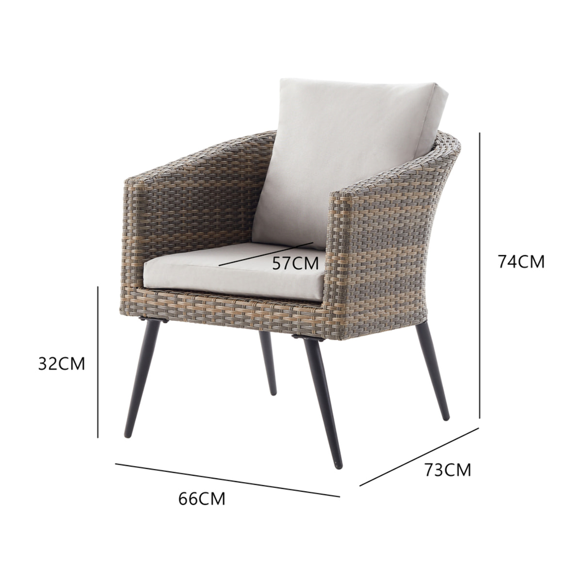 Salon de jardin scandinave 5 places en résine effet rotin et noir REESE