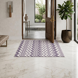 Petit tapis d'entrée motif géométrique noir et beige