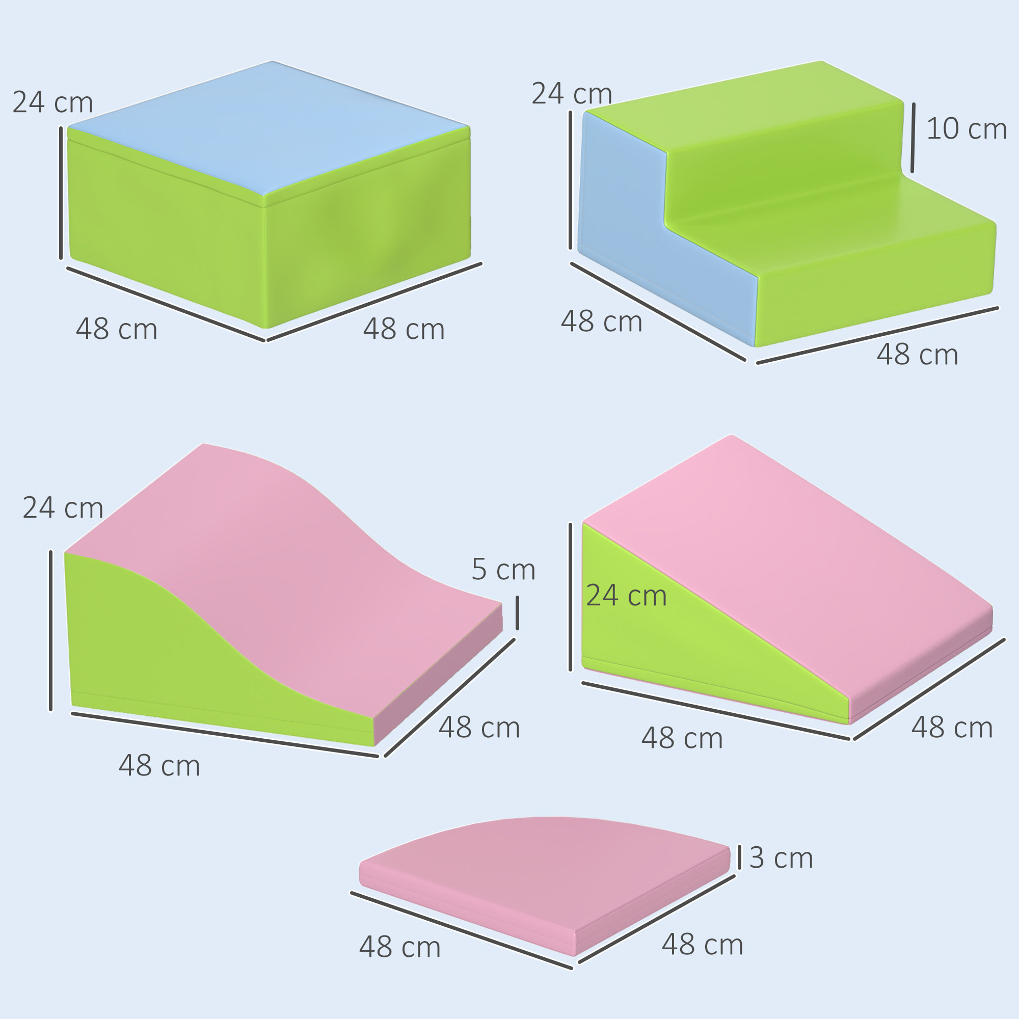 6 blocs de construction en mousse XL - modules de motricité - jouets éducatifs - certifiés normes EN71-1-2-3 - mousse EPE revêtement PU multicolore