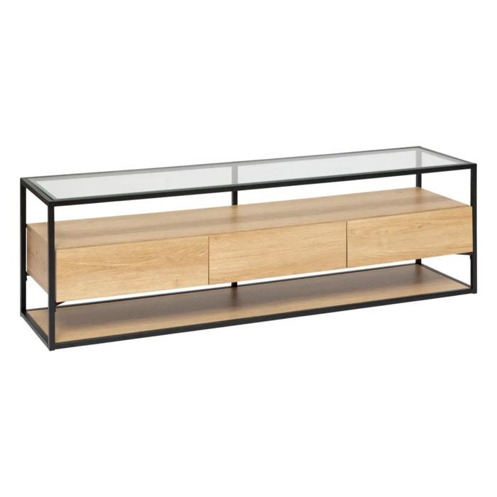 Meuble tv 3 tiroirs "Aldea" beige 160x50x40cm