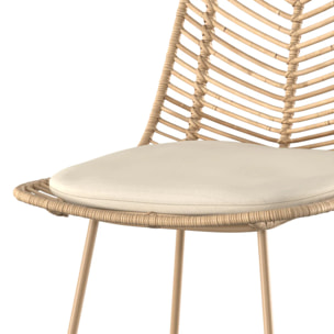 Lot de 2 chaises pour îlot central 66 cm en rotin naturel - Tamara
