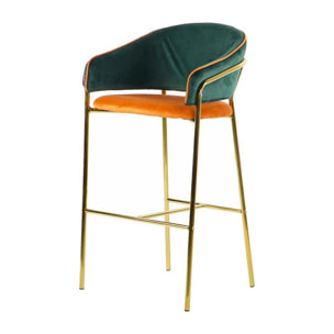 Taburete Bar Velvet Verde Naranja 53x52x99 Cm