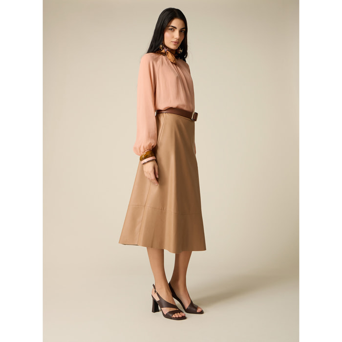 Oltre - Gonna midi ad A - Beige