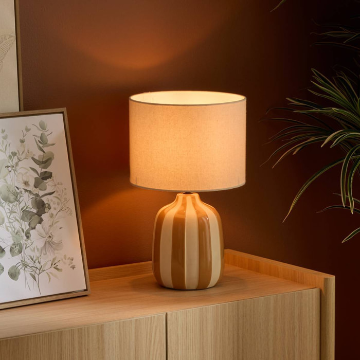 Lampe cylindrique Vilma H.41,5cm jaune rayé