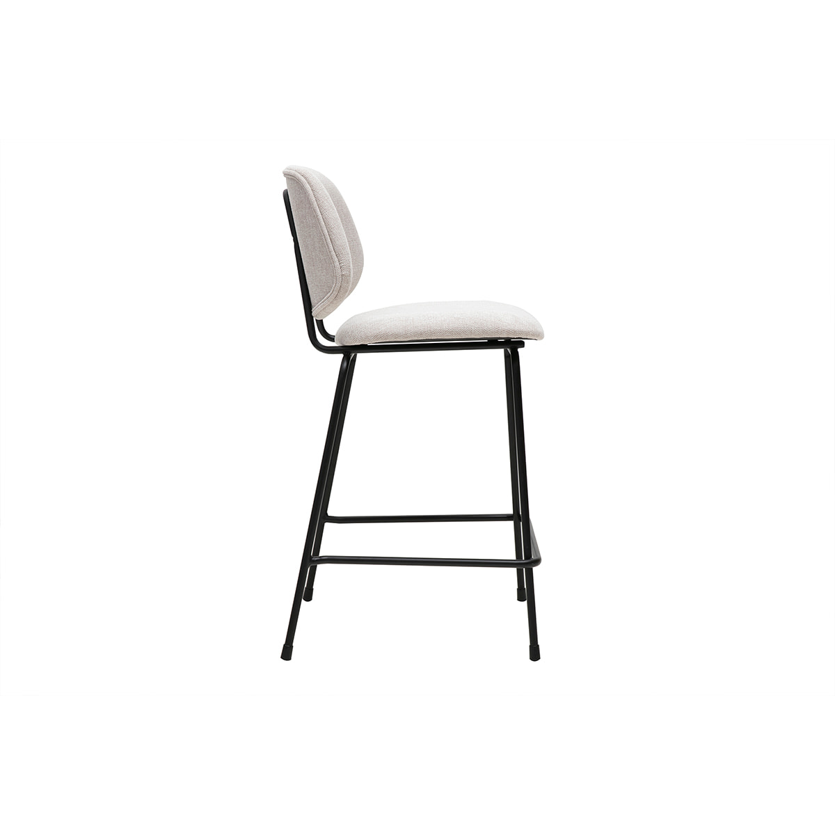 Tabourets de bar en tissu effet velours texturé beige et métal H66.5 cm BARNET (lot de 2)