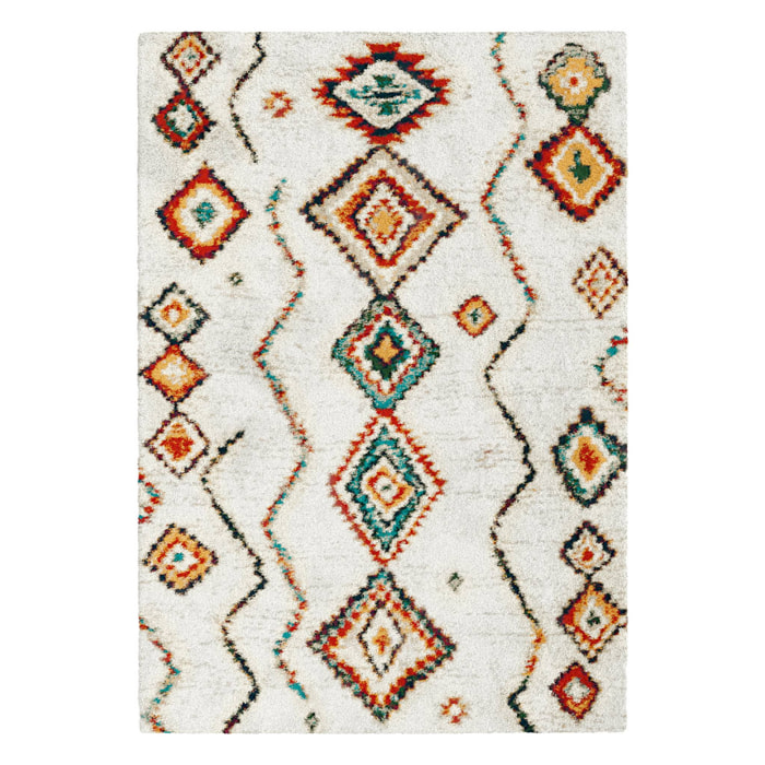 Tapis intérieur shaggy style berbère créme et multicolore MAGGIE