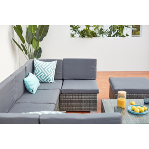 Salon de jardin bas 8 places en résine & acier gris MANOSQUE