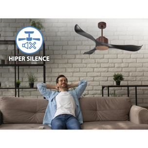 Ventilateur de plafond ø132 cm avec Wifi Réversible Hypersilence 40   W brun
